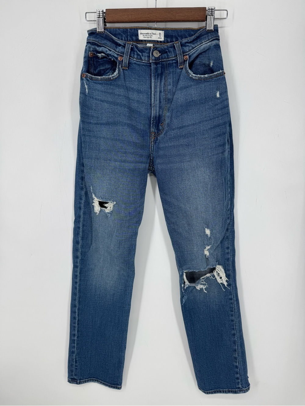 Abercrombie & Fitch Curve Love Ankle Straight Ultra HighRise Denim Jeans Size 25